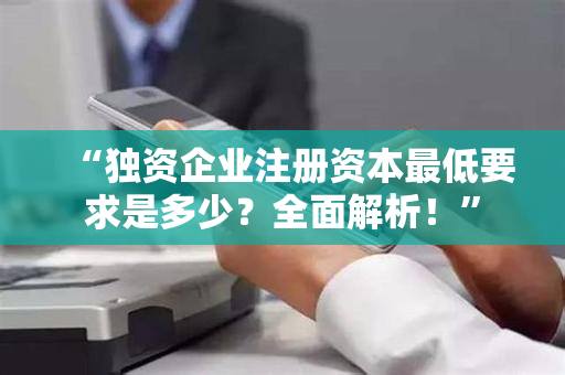 “独资企业注册资本最低要求是多少？全面解析！”